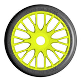 GRP GTY04-XM7 1:8 GT New Slick MediumHard (2) Yellow 20 Spoke Rubber Tires