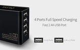 Tattu 34W 4 Ports USB AC Adapter 6.8A Wall Charger for iPhone, iPad, Samsung, Smartphones and Tablets PST-34U4-LB